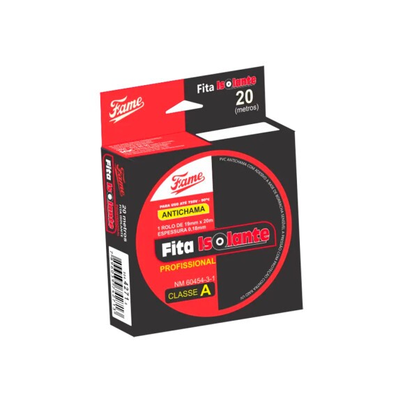Fita Isolante de PVC Antichama Espessura 0,18mm 19mm x 20m