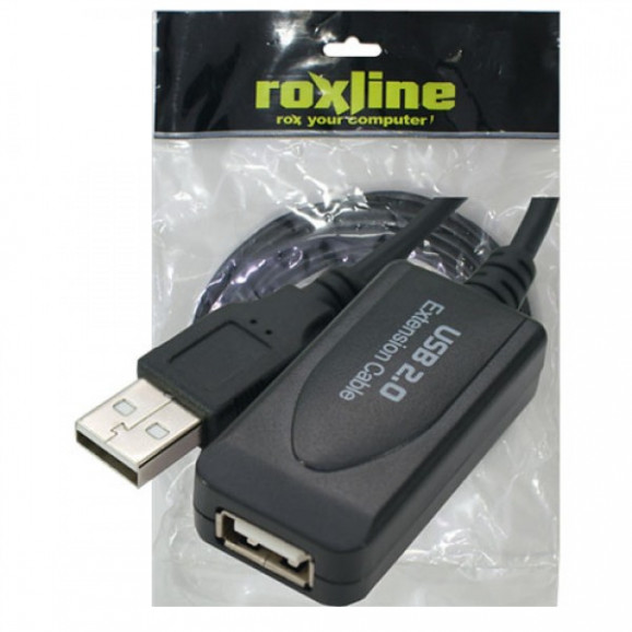 Cabo Extensor USB-A Macho 2.0 × USB-A Fêmea 2.0 com Amplificador de sinal  10M - Cod - 3.1.275