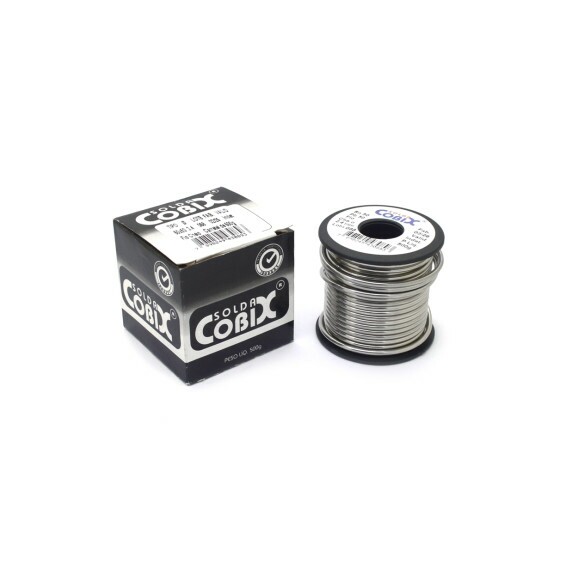 Estanho para Solda 50x50 Fio Cheio (SnXPb) Diâmetro de 2.4mm Cobix Carretel Preto de 500g.