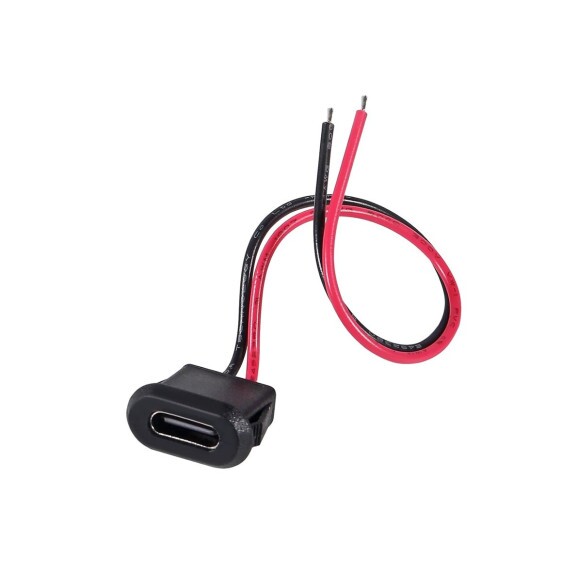 Conector USB-C Fêmea com 2 Fios para Painel