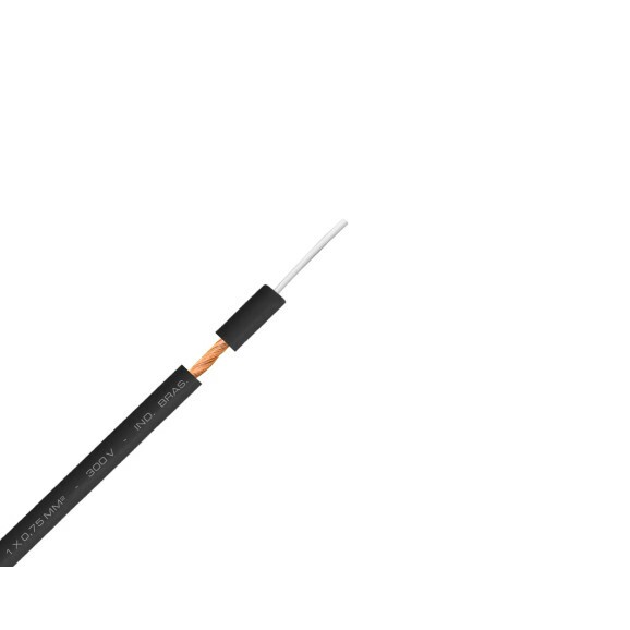 Cabo Guitarra Espiral 1x0.75mm - Preto - Mult Cabo - Rolo com 100 Metros