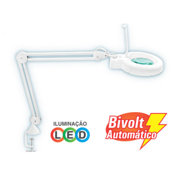 Lupa com Luminária LED Solver HL-500 LED 5x - Bivolt