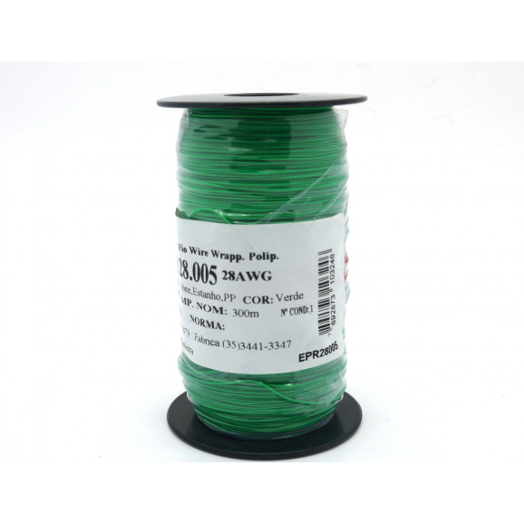 Fio Wire Wrap 28AWG  0.08mm  Verde WPR.A.28.005 Rolo com 300 Metros - Almak