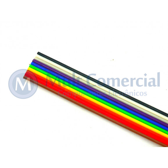 Flat Cable Colorido 28AWG  10 Vias DS-1058-10M28 - Rolo com 30 Metros