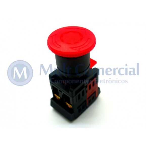 Botão de Emergência Tipo Cogumelo Gira-Destrava 40mm Vermelho - LAY80-PS545 - JNG
