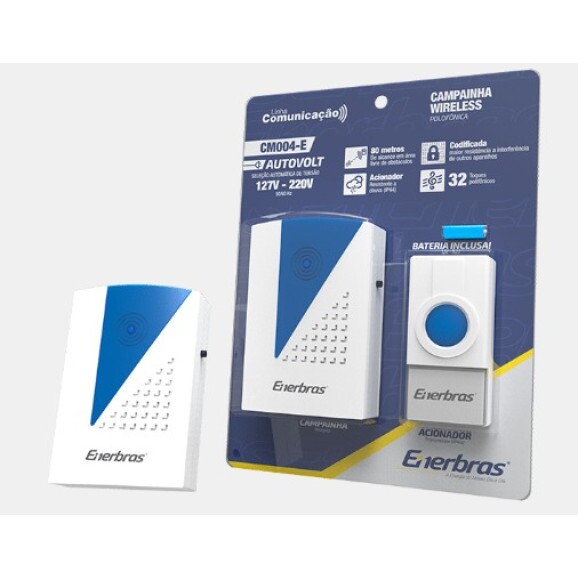 Campainha Wireless Polifônica - CM004-E - Enerbras