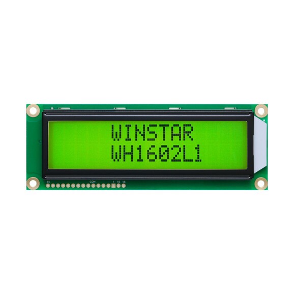 Display LCD 16x02 Big Number Verde com Luz de Fundo (Back Light) WH-1602L1-YYH-JT - Winstar