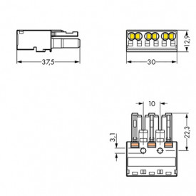 Conector Winsta Macho 3 Pólos - 770-223 - Wago  