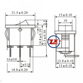 Chave Gangorra / Tecla com 3 Terminais 6A/250V Vermelho com Neon - KCD1-102N/B2