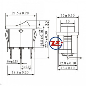 Chave Gangorra com 3 Terminais 6A/250V Vermelho com Neon - KCD1-102N/B2