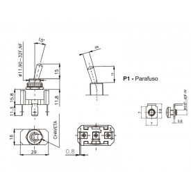 Chave Alavanca Metálica Unipolar 15A/120V 14.101 Liga/Liga A1B1P1Q - Margirius