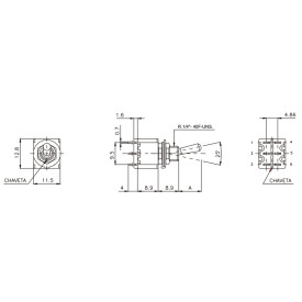 Interruptor de Alavanca Metálica Bipolar Solda Fio 5A 17.208 Liga / (Liga) - Momentânea - Margirius