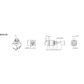 Interruptor de Alavanca Metálica Bipolar Solda Fio 5A 17.205 (Liga)/Desliga/(Liga) Momentânea - Margirius