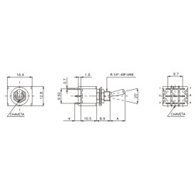 Chave Alavanca Metálica Tripolar Solda Fio 5A 17.307 Liga / Desliga / (Liga) Momentânea - Margirius