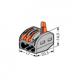 Conector Wago Borne Emenda Para 3 Fios - 222-413 - Wago