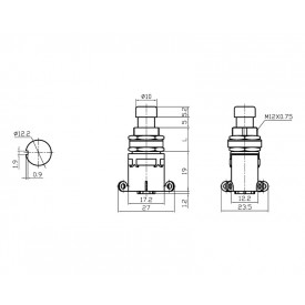 Chave DPDT Foot Switch com Trava Liga/Liga para Solda Fio - PBS-24-202