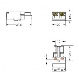 Conector Winsta Fêmea 2 Pólos - 770-222 - Wago