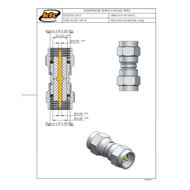 Adaptador SMA Macho X Macho Reto - 3013 - Gav 57 - KLC