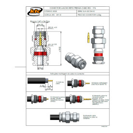 Conector SMA Macho Reto Prensa Cabo RG 174 - 3025 - Gav 28 - KLC