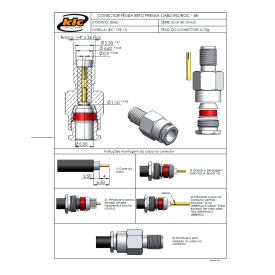 Conector SMA Fêmea Reto Prensa Cabo RG 58 - 3043 - Gav 29 - KLC