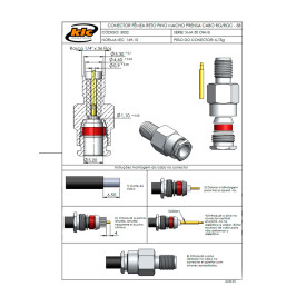 Conector SMA Fêmea Reto Prensa Cabo RG/RGC-58 Pino Macho - 3052 - Gav 34 - KLC