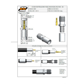 Conector SMA Fêmea Reto Cabo Crimpagem RG 58 - 3054 - Gav 31 - KLC