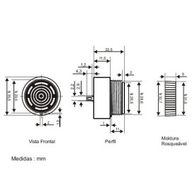 Buzzer para Painel 30mm Contínuo - S-5/18V-O-C - Sonalarme