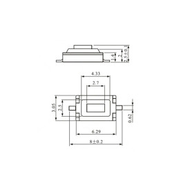 Chave Táctil SMD com 2 Terminais 3x6x2,5mm Vermelho 180º - KFC-A06