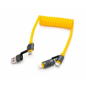 Cabo de Carregador Turbo 60W 4 em 1 USB 2.0 com Tipo C e USB-A - Diversas Cores
