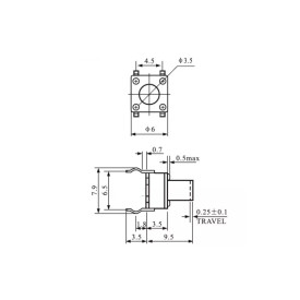 Chave Táctil com 4 Terminais 6x6x9,5mm 180º - KFC-A06