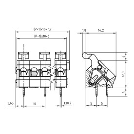 Conector Cinza Multipolar Fixo AK3001.02FD de 2 Vias - Passo 5,0mm - Phoenix Mecano