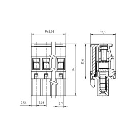 Conector Verde Multipolar AKZ1110 Fêmea - Passo 5,08mm - 2 a 16 Vias - Phoenix Mecano