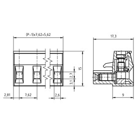 Conector Verde Multipolar AKZ960 Fêmea - Passo 7,62mm - 2 a 12 Vias - Phoenix Mecano