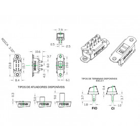 Chave HH com 6 Terminais e com Rosca e Furo Ø 3/32″ BT 127-220V - 201-0-S-K