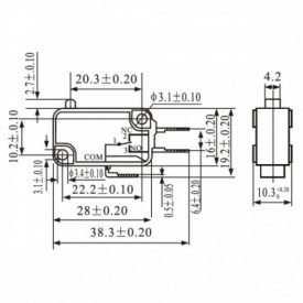 Chave Micro Switch com 3 Terminais Cinza 16A/250V - KW11-7-1