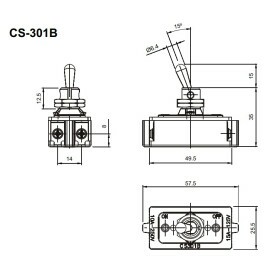 Interruptor de Alavanca Metálica Bipolar 15A CS-301B Liga/Desliga - Margirius