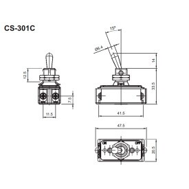 Interruptor de Alavanca Metálica Bipolar 10A  CS-301C MB1S/SS Liga/Desliga - Margirius