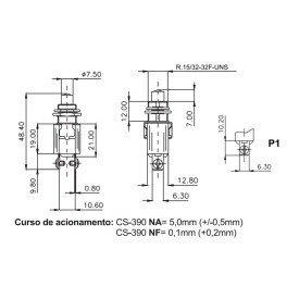 Chave Push-Button CS-390-NA/P1 Normalmente Aberta - Margirius