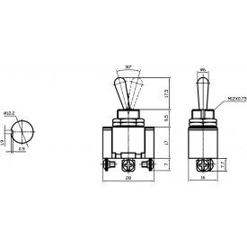 Chave Alavanca Metálica Unipolar SPDT com 3 Terminais 10A/250V KN3 (A)-112A Liga/(Liga) Momentânea - Jietong