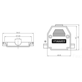 Capa Plástica para DB25 Preto Kit Curto - DS1045-25BP1S1A - Connfly