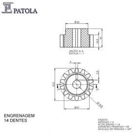 Engrenagem 14 Dentes - Patola