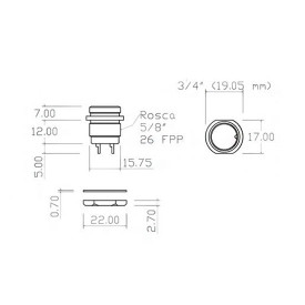 Conector Macho para Painel com Base Redonda 3 Vias - JA/P3-4P - Melro