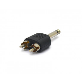 Adaptador Plug P10 6,35mm Mono para Jack RCA Duplo - JD-W8016 - Jinda