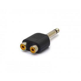 Adaptador Plug P10 6,35mm Mono para Jack RCA Duplo - JD-W8027 - Jinda