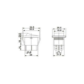 Interruptor de Tecla Plástica Bipolar KCD4-201 16A/250V Liga/Desliga - Preto