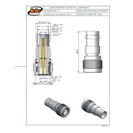 Adaptador de Conversão TNC Macho X BNC Fêmea - KLC-15 - Gav 65 - KLC