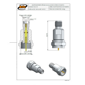 Adaptador de Conversão SMA Fêmea X F Macho - KLC-44 - Gav 47 - KLC