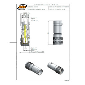 Adaptador de Conversão Spinner IEC 169-13 Macho X BNC Fêmea - KLC-53 - Gav 63 - KLC