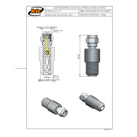 Adaptador de Conversão SMA Macho X F Fêmea - KLC-97 - Gav 48 - KLC