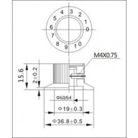 Knob numerado (0-10) com parafuso - KN-139A